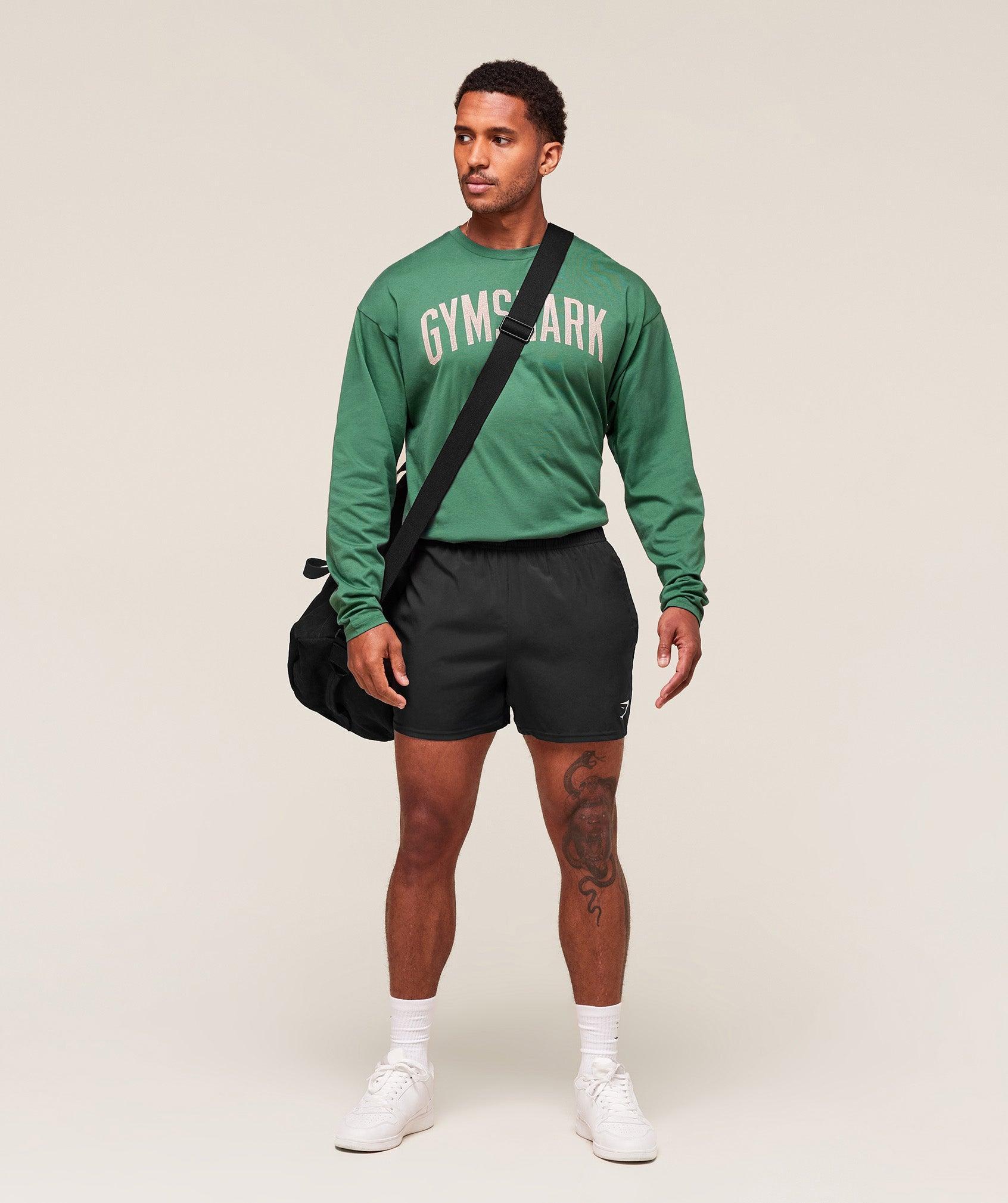 Gymshark Worn Graphic Long Sleeve T-Shirt - Lift Green Male Product Image