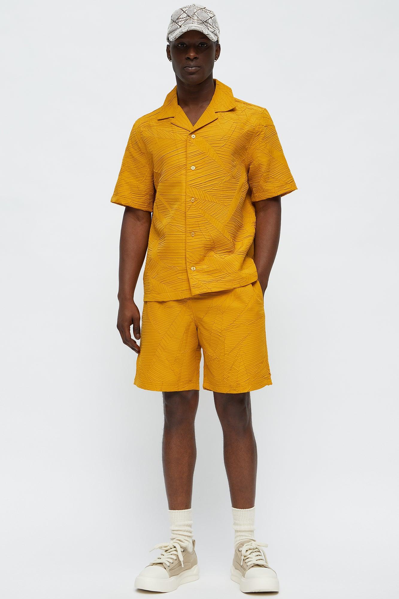 Ponce Textured Relaxed Shorts - Mustard Male Product Image