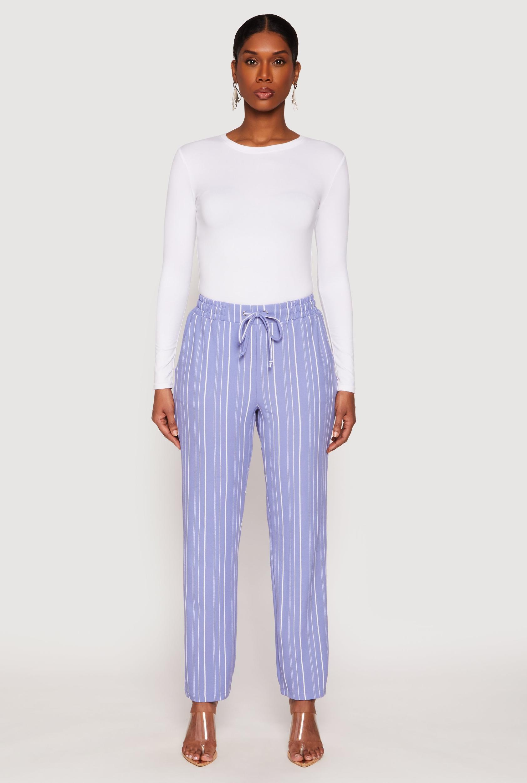 Womens Drawstring Striped Dress Pants Product Image
