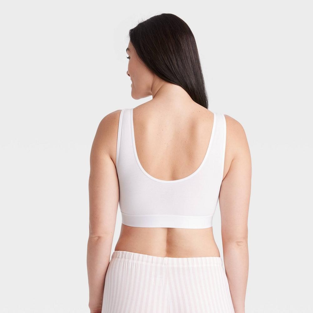 Womens Cotton Stretch Unlined Scoop Bralette - Auden White XXL: Wireless Knit Jersey Pullover, Solid Pattern, Hand Wash Product Image