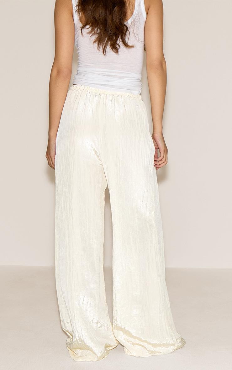 Cream Crinkle Satin Drawstring Low Rise Pant Product Image
