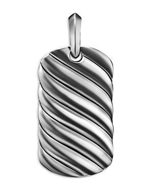 David Yurman Mens Sculpted Cable Tag in Sterling Silver, 35mm Product Image
