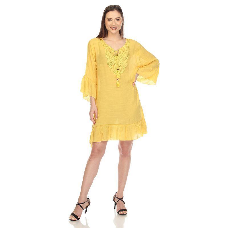 White Mark Womens Sheer Crochet Knee Length Cover Up Dress Product Image