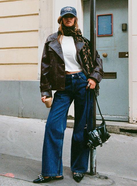 Nicolie Faux Leather Jacket Vintage Washed Brown Product Image