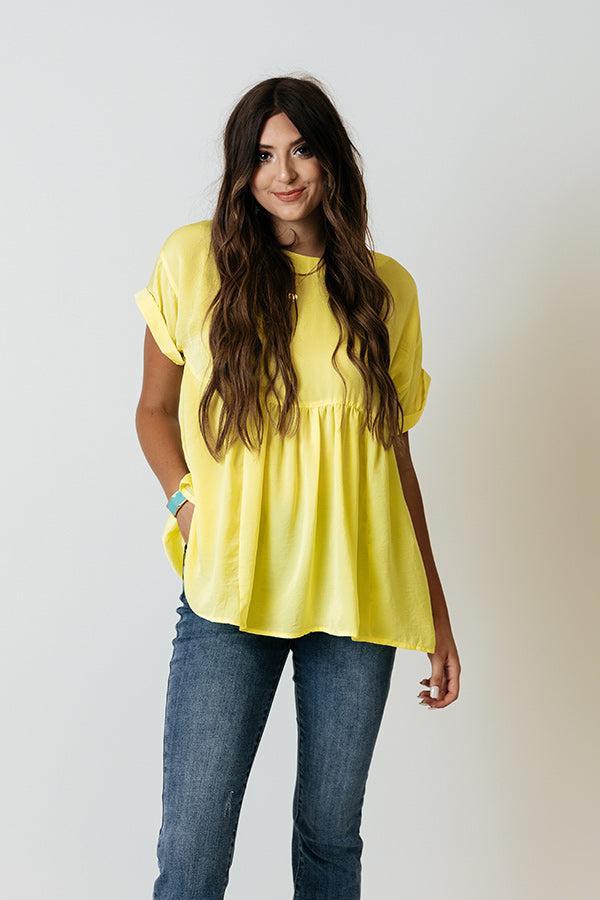 Look To You Satin Babydoll Top In Yellow Product Image