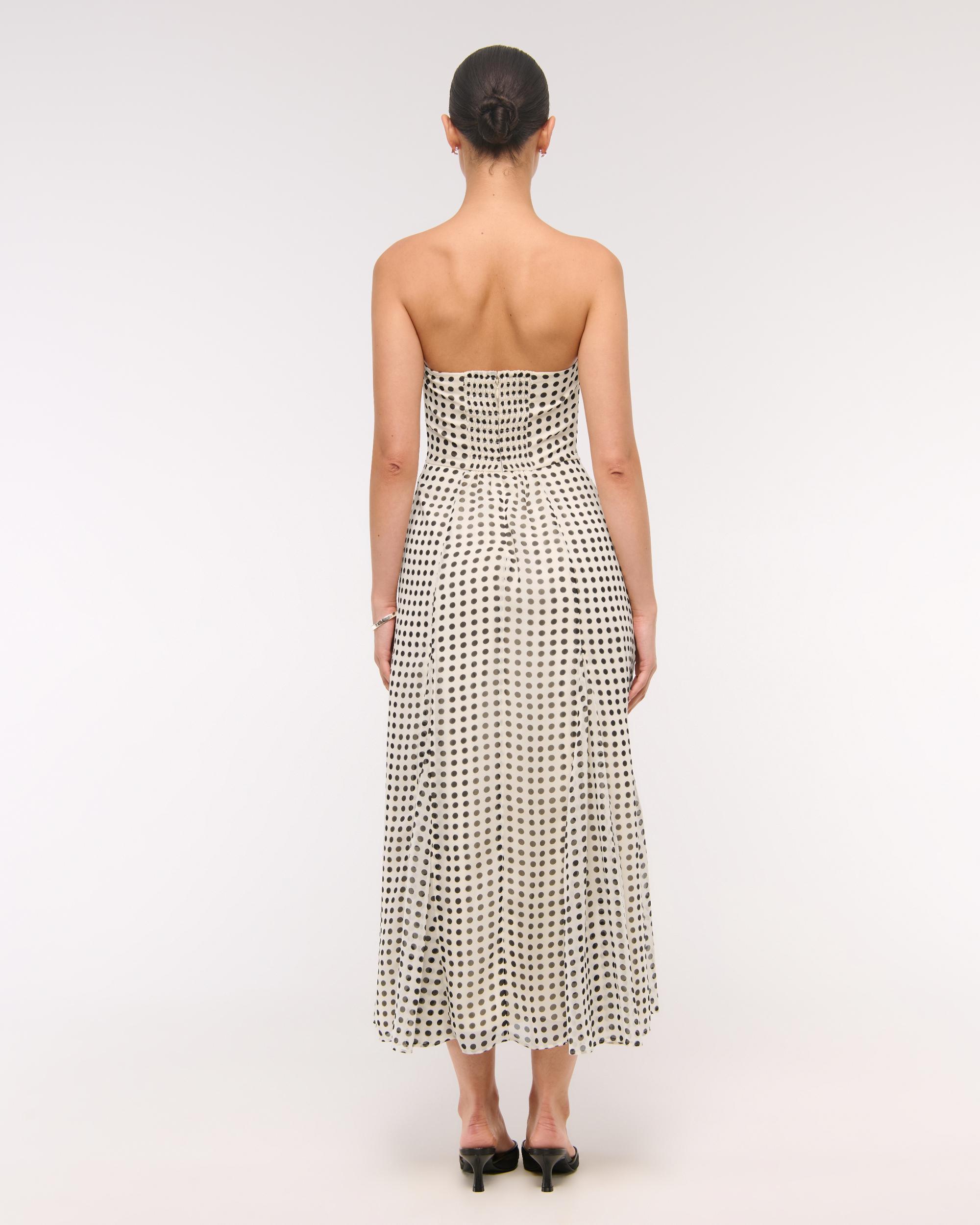 The A&F Camille Strapless Godet Midi Dress Product Image