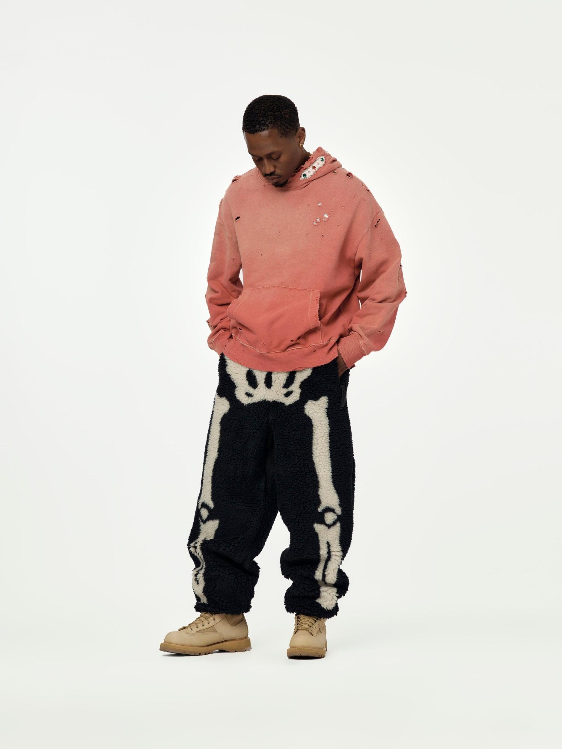 SWT Knit THRILLER Damaged Hoodie (STUDS) (Red) Product Image