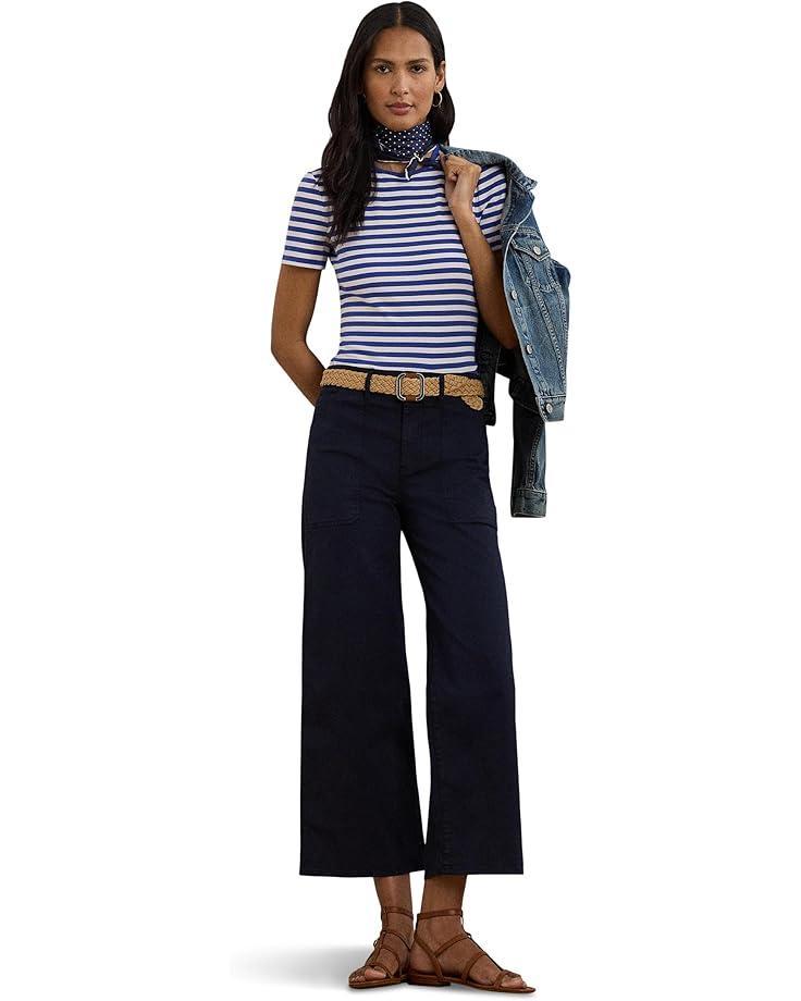 Petite Striped Stretch Cotton Crew Neck Tee Product Image