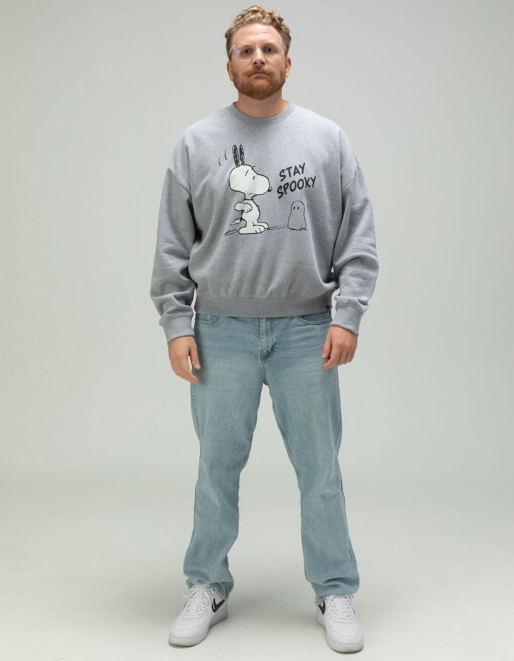 RSQ x Peanuts Stay Spooky Mens Oversized Crewneck Sweatshirt - HEATHER GRAY Product Image