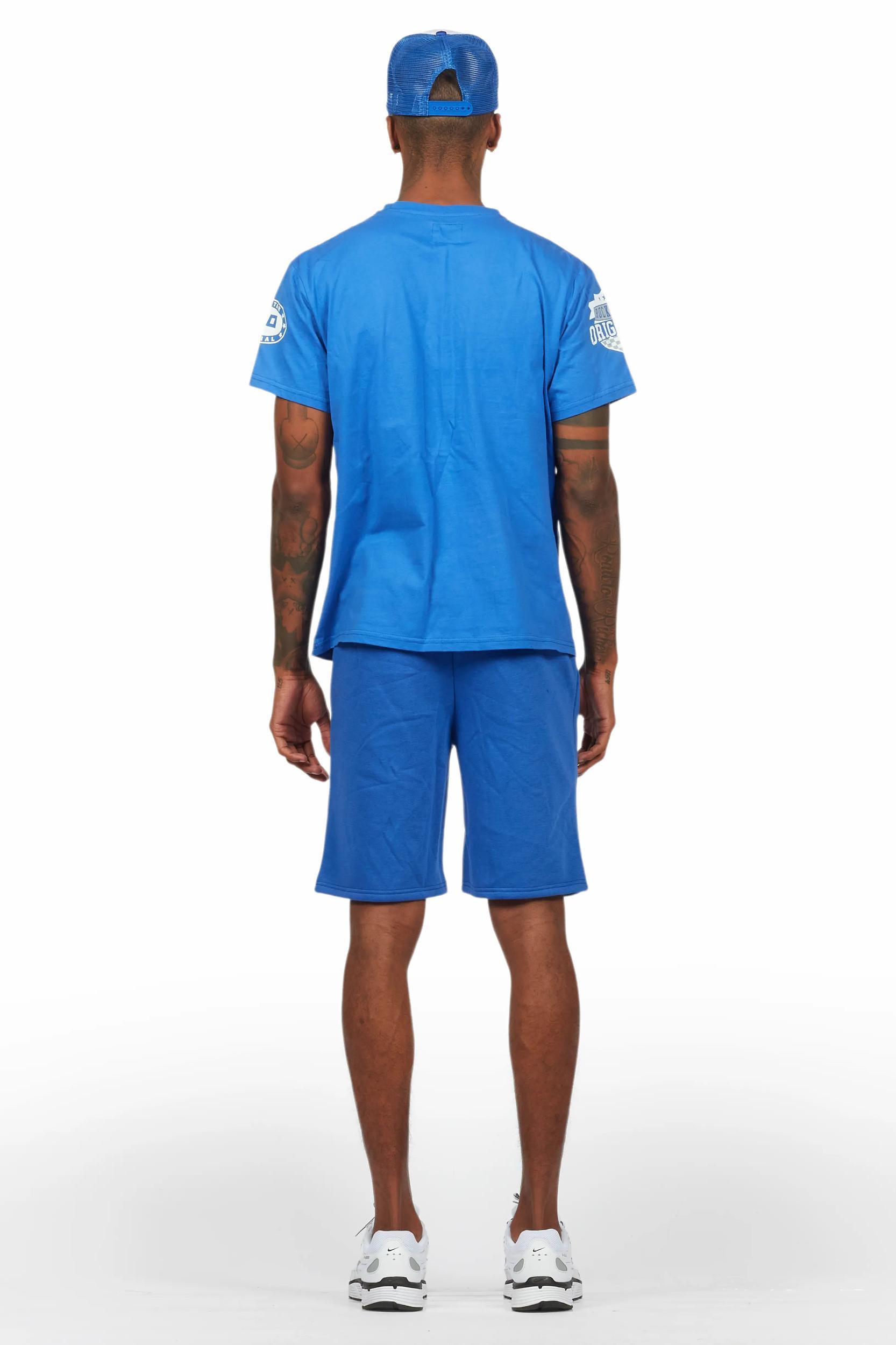 Amos Royal Blue/White T-Shirt Short Set Male Product Image