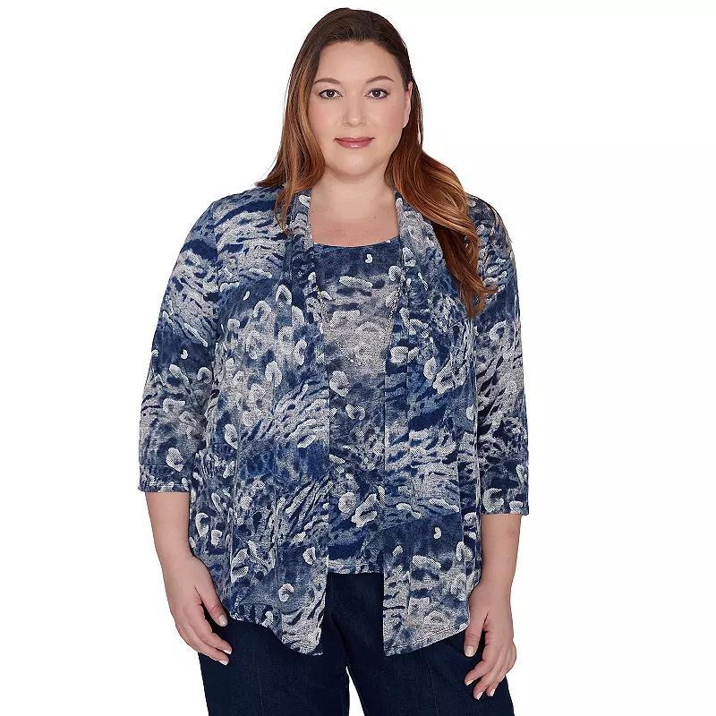 Plus Size Alfred Dunner Animal Melange Two in One Top, Womens Product Image