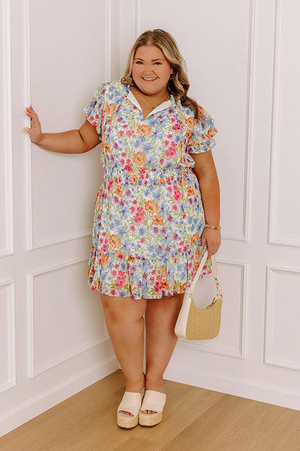 Pure Heart Floral Mini Dress in Blue Curves Product Image