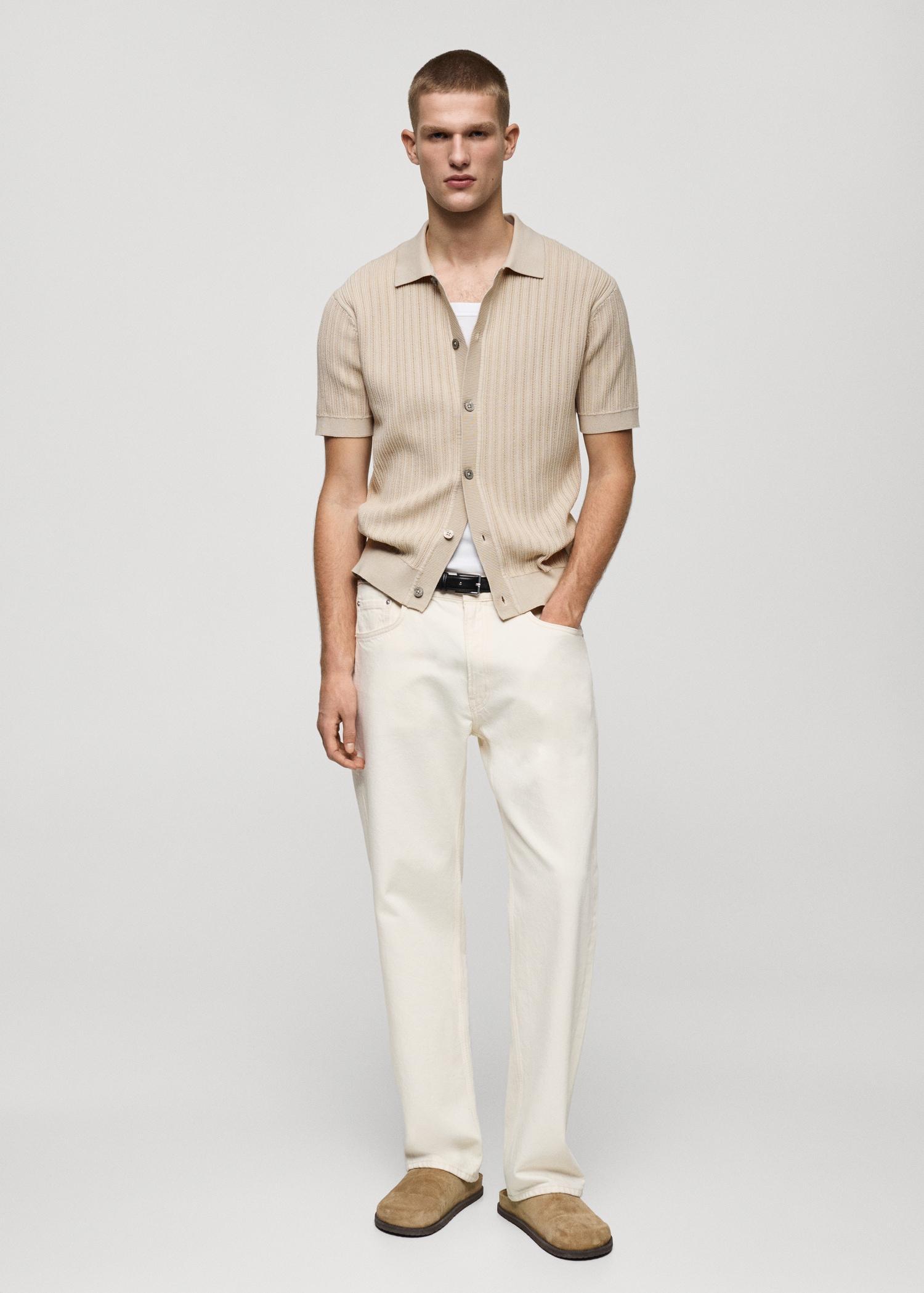 100% cotton shirt structure - Men | MANGO USA Product Image