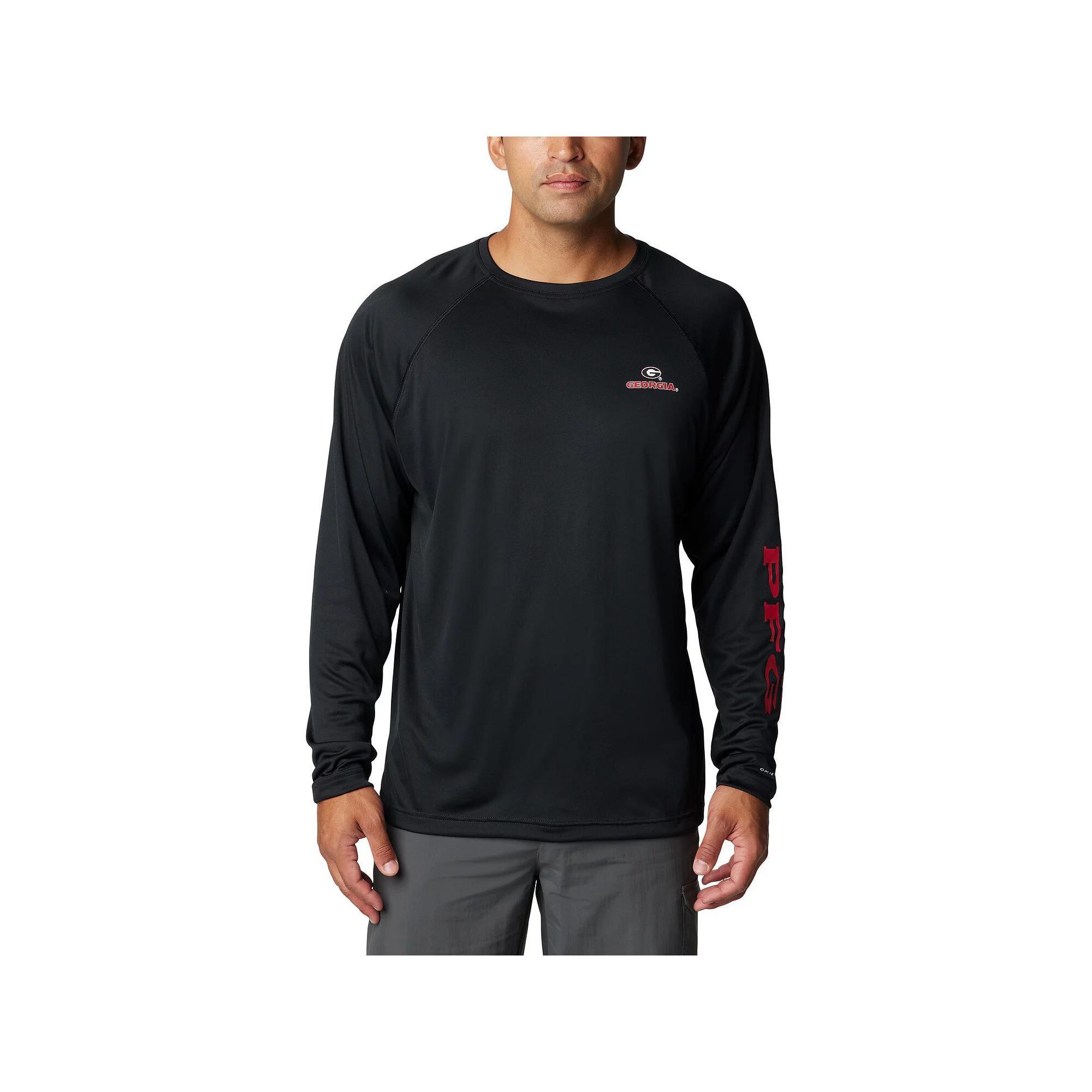 Men's Columbia Black Georgia Bulldogs Terminal Tackle Omni-Shade Raglan Long Sleeve T-Shirt, Size: Small Product Image