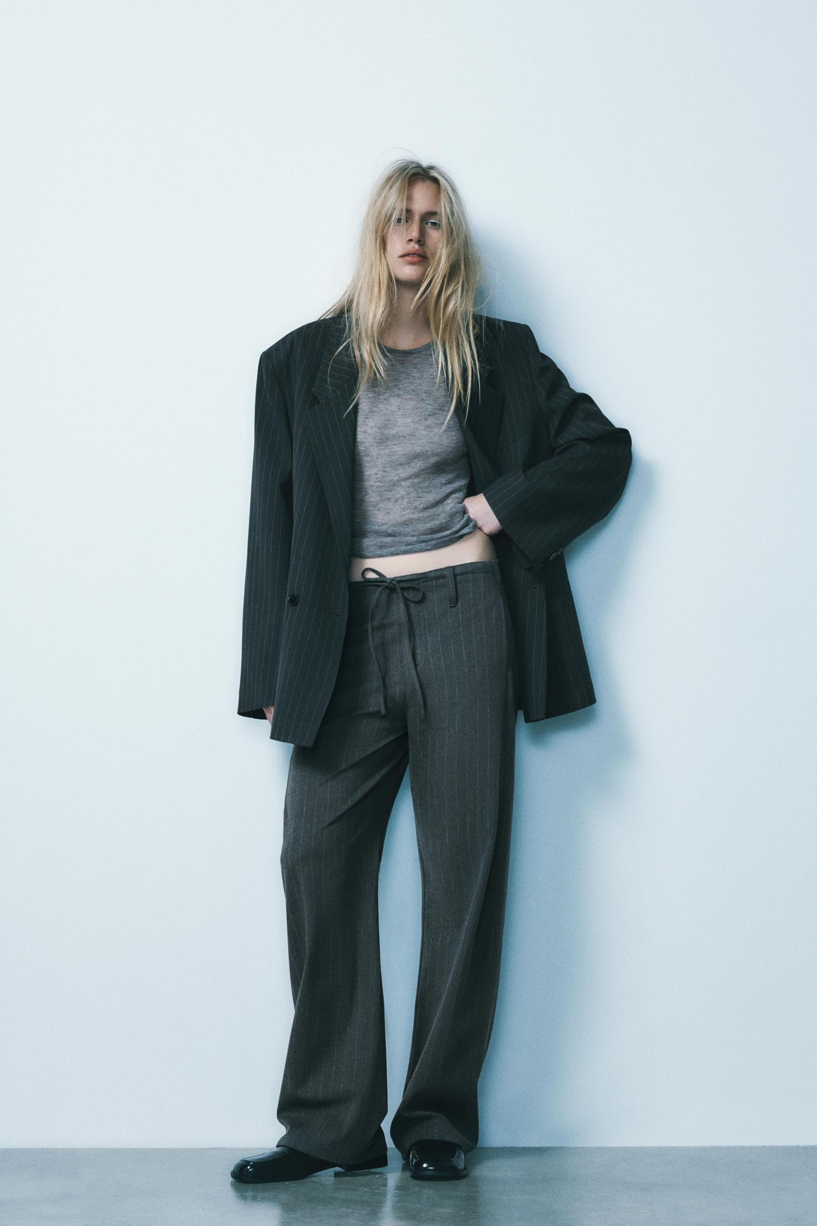 STRIPED DRAWSTRING FLANNEL PANTS Product Image
