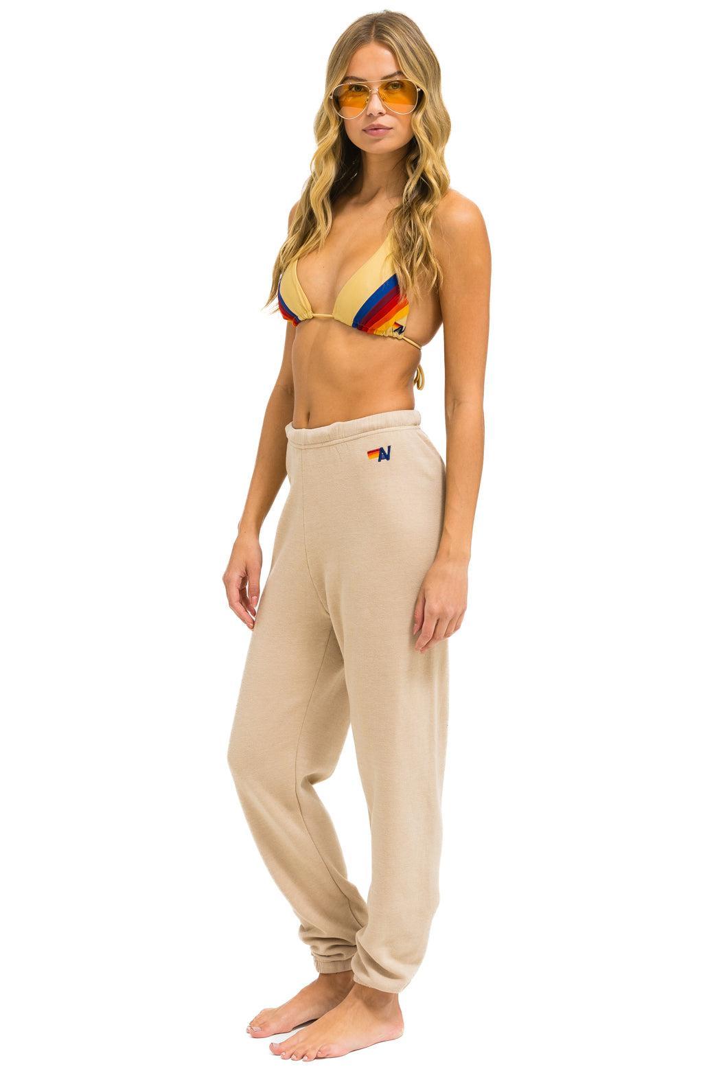 GLITTER HEART SWEATPANTS - SAND // GOLD Female Product Image