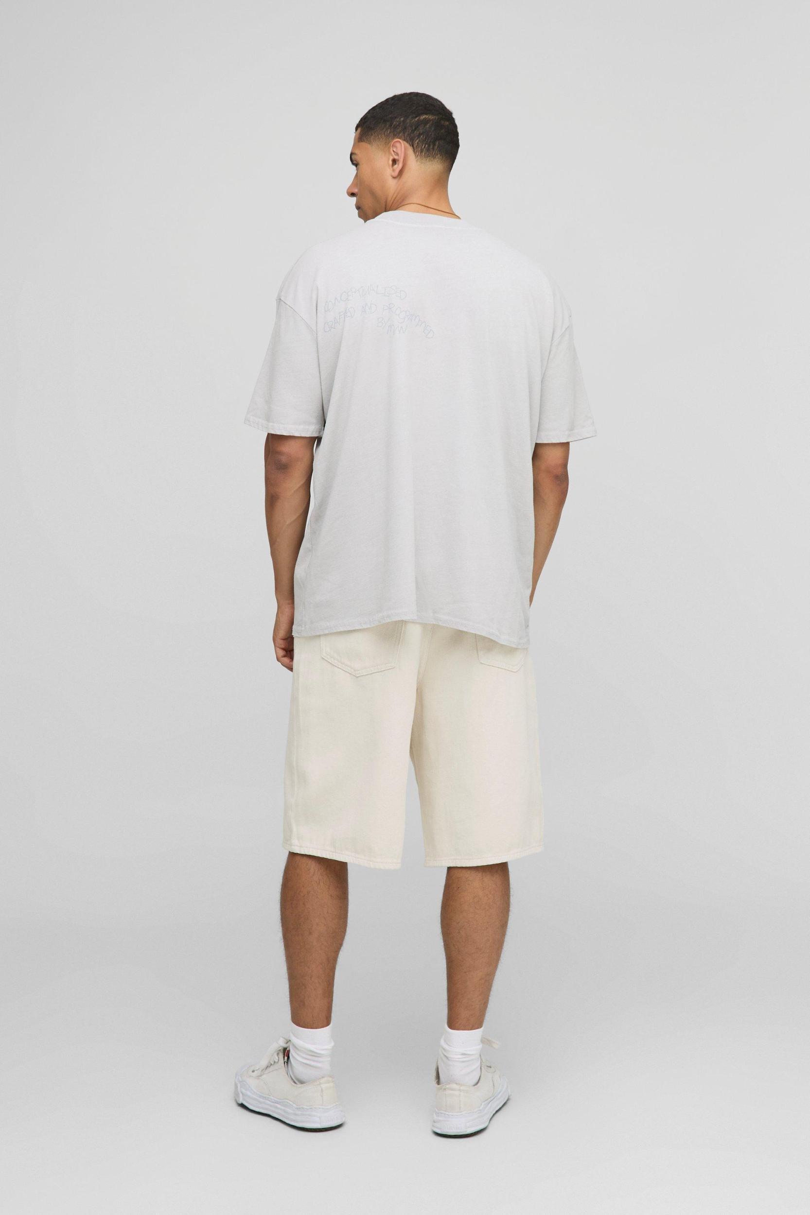 Stone Oversized Extended Neck Rodeo Graphic T-Shirt | boohooMAN USA Product Image