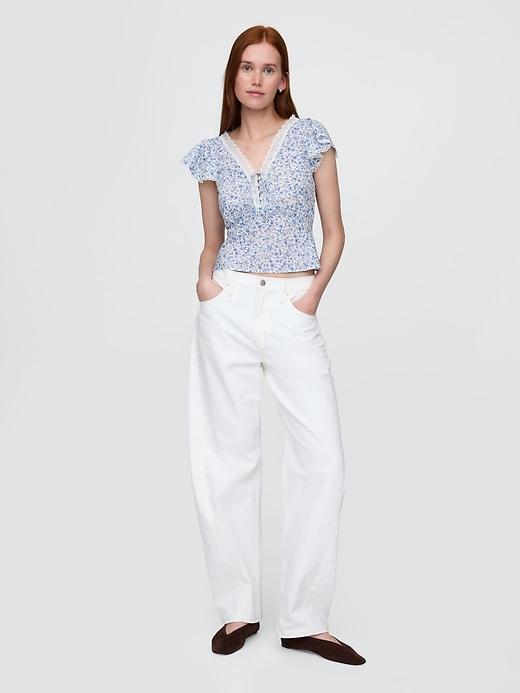 Lace-Trim Floral Top Product Image