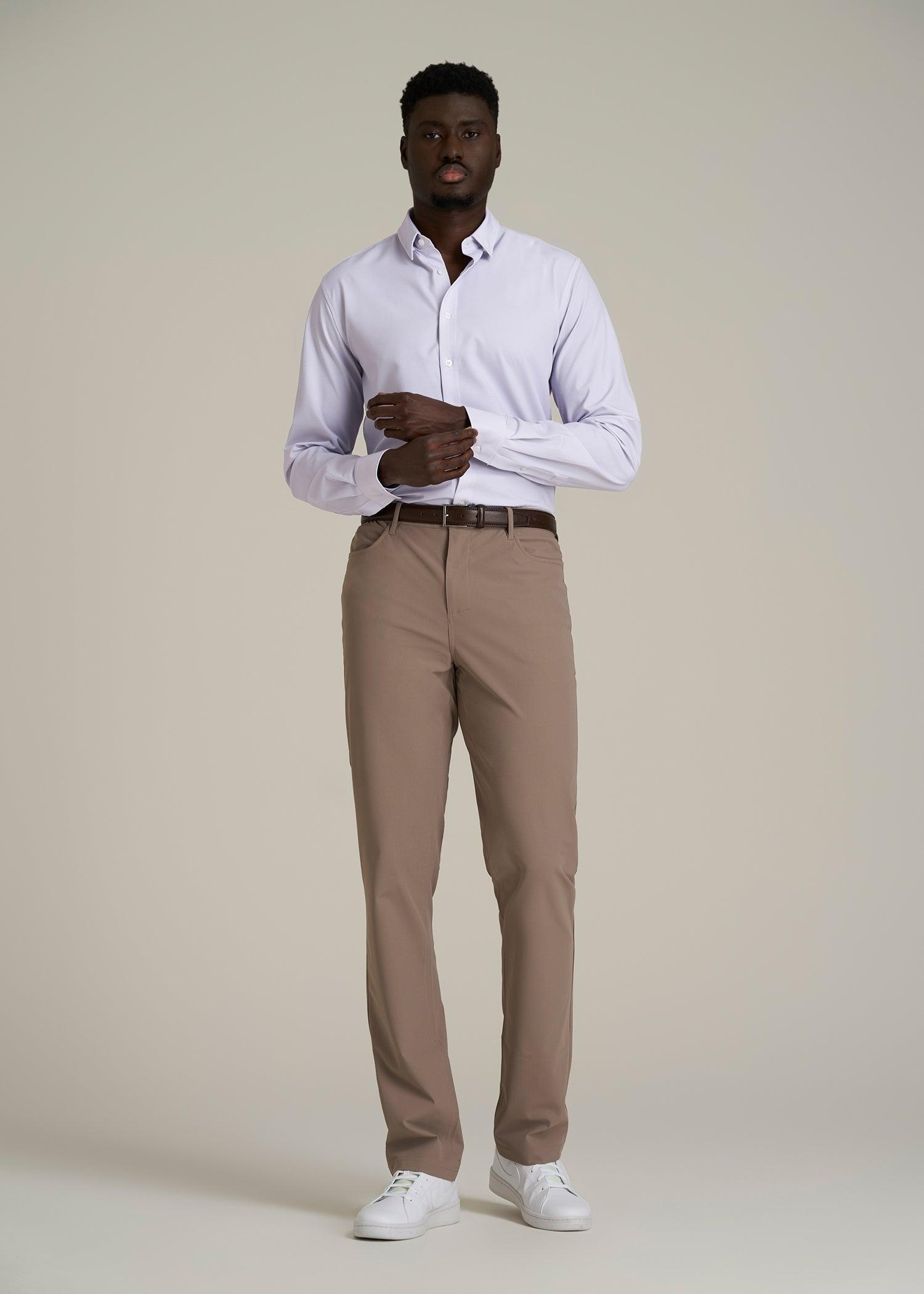 Traveler Stretch Dress Shirt for Tall Men in Light Violet Geometric Product Image