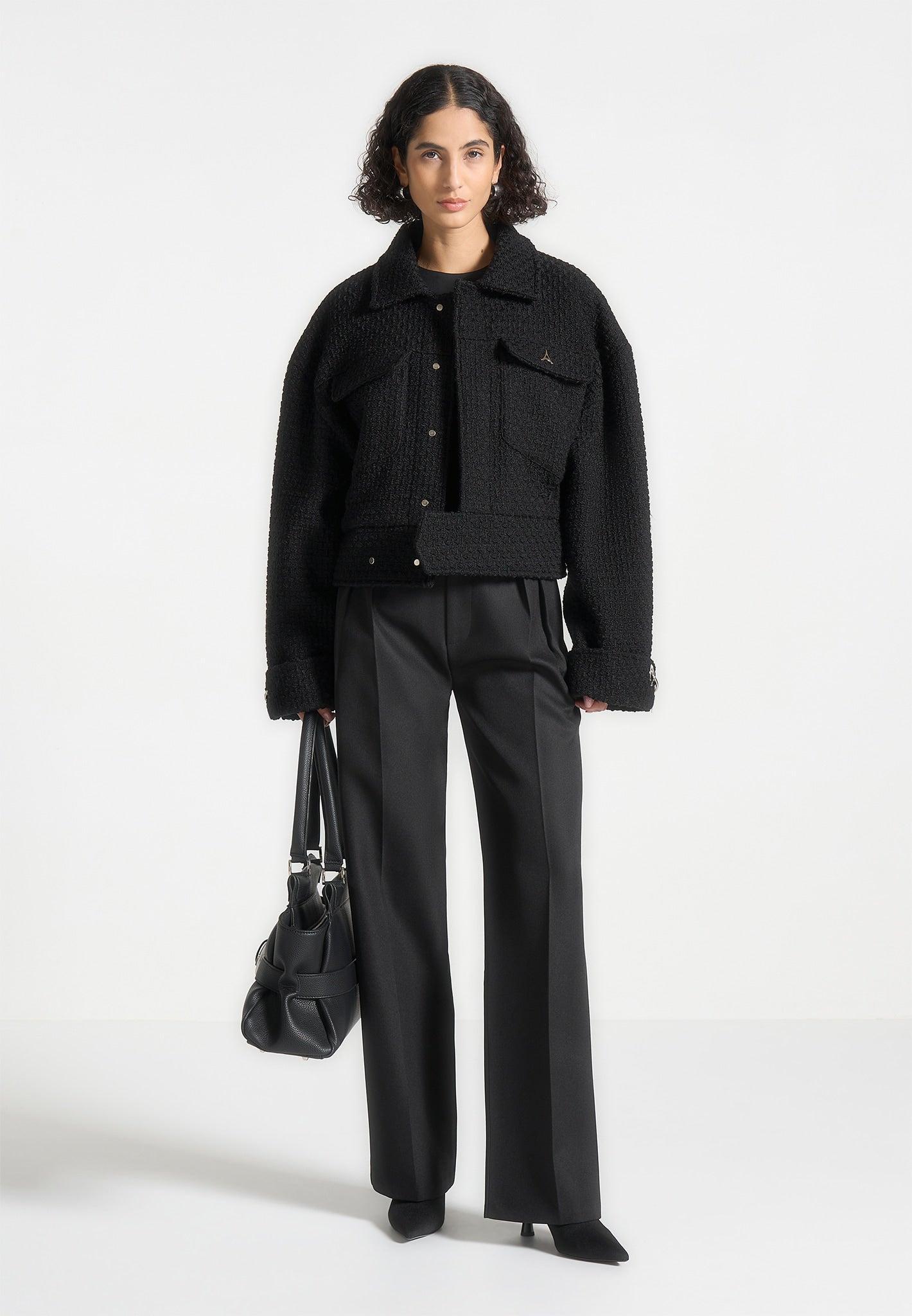 Boxy Boucle Jacket - Black Female Product Image