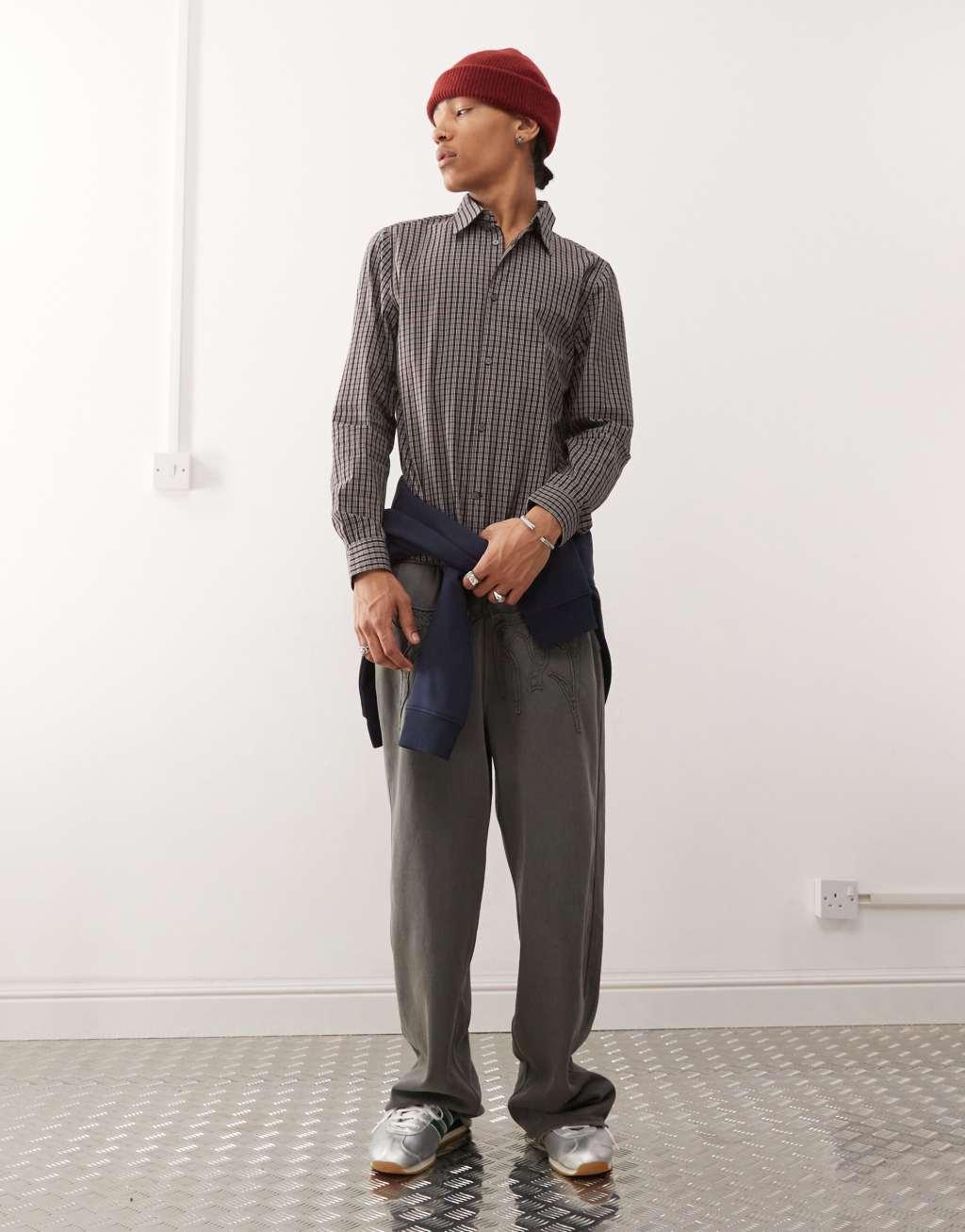 Weekday Oscar shirt in black check Product Image