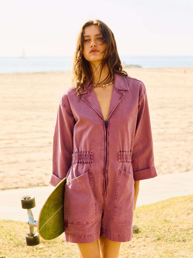 Sunwashed Canvas Romper - Weathered Orchid Product Image
