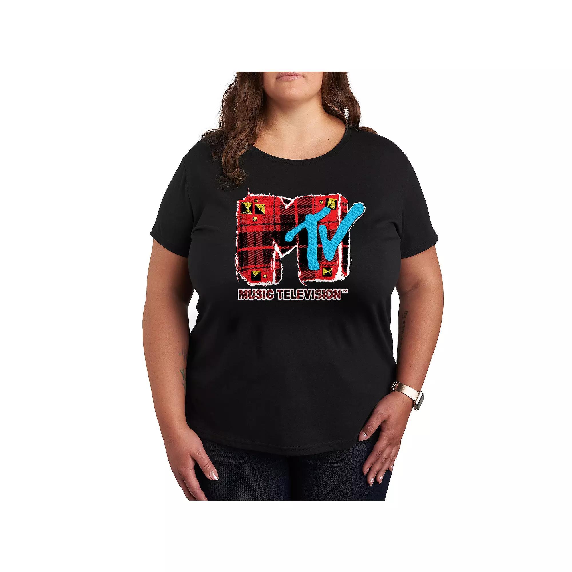 Womens MTV Grunge Plaid Graphic Tee Product Image
