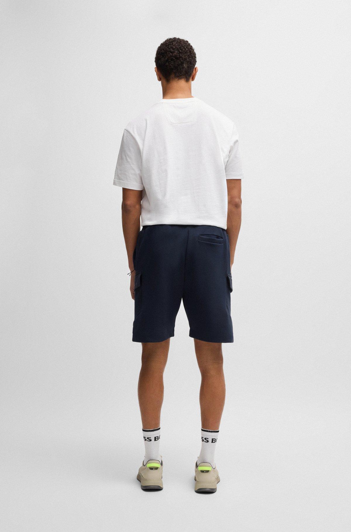 Super-stretch shorts with hopsack paneling Product Image