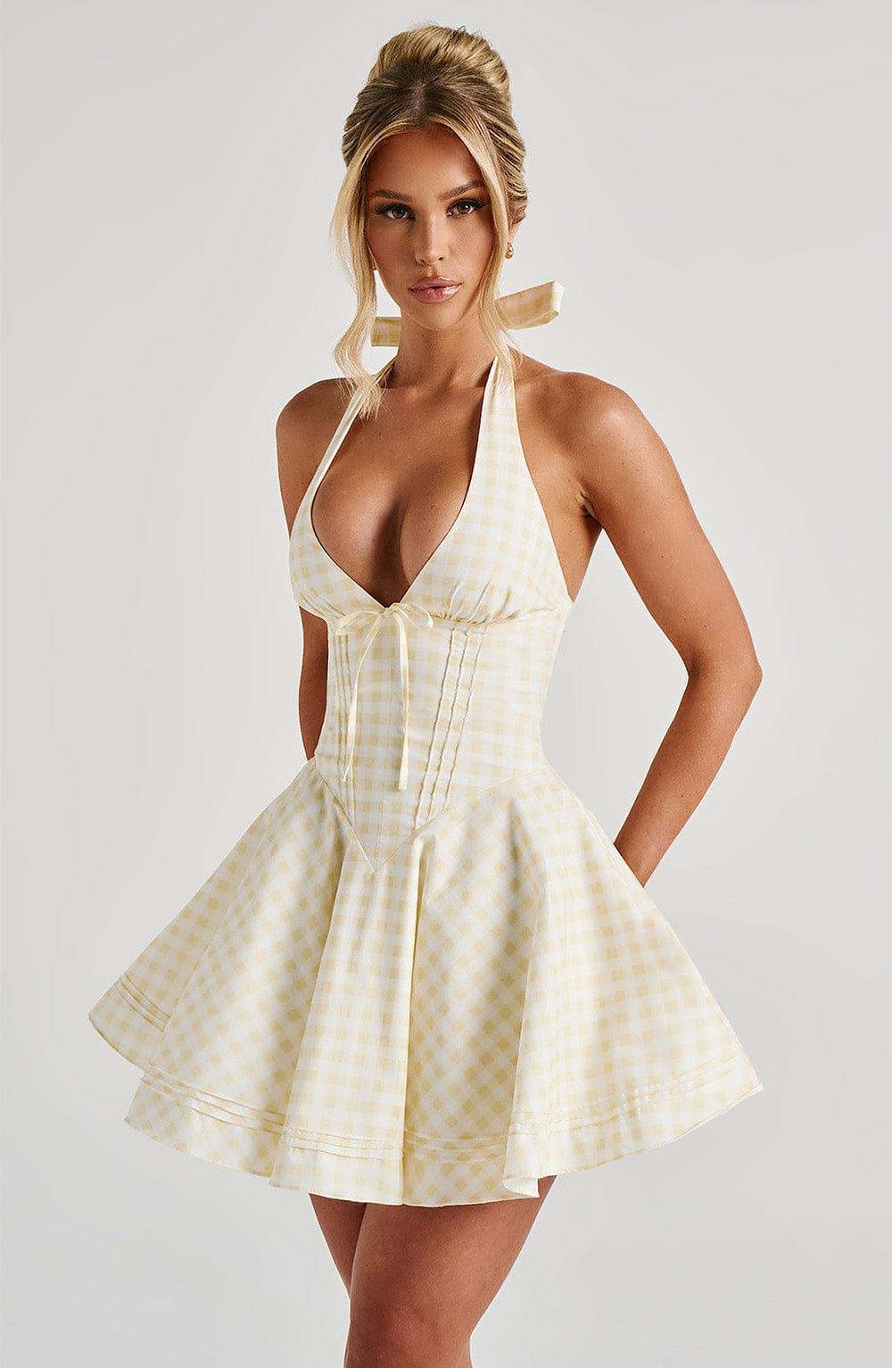 Doris Mini Dress - Lemon Gingham Product Image