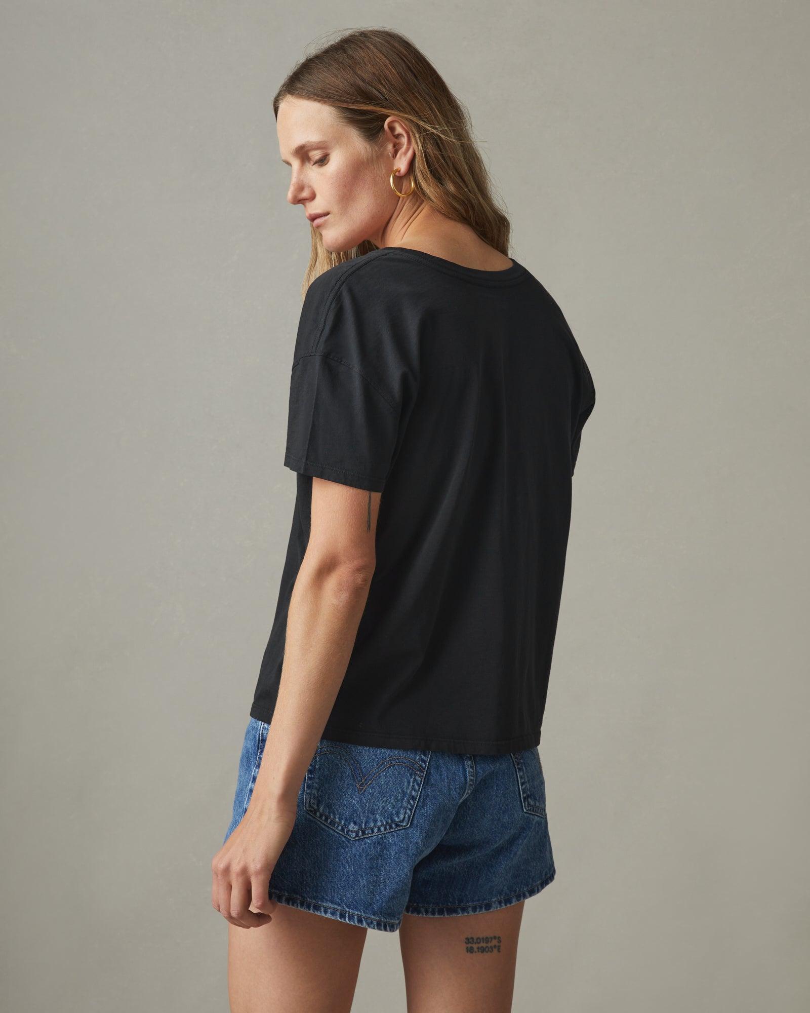 Women's Classic Relaxed V-Neck Tee - Black Female Product Image
