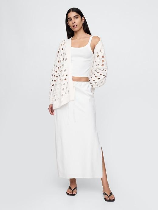 100% Cotton Oversized Pointelle Cardigan Product Image