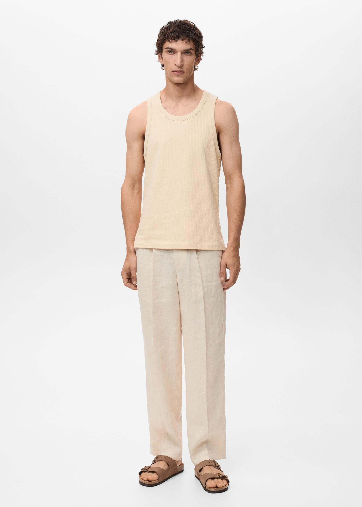 Striped strap T-shirt - Men | MANGO USA Product Image
