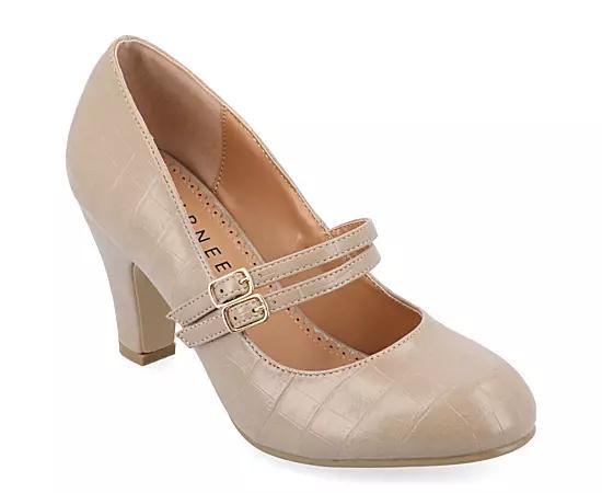Journee Windy Womens Mary Jane High Heels Brown Product Image