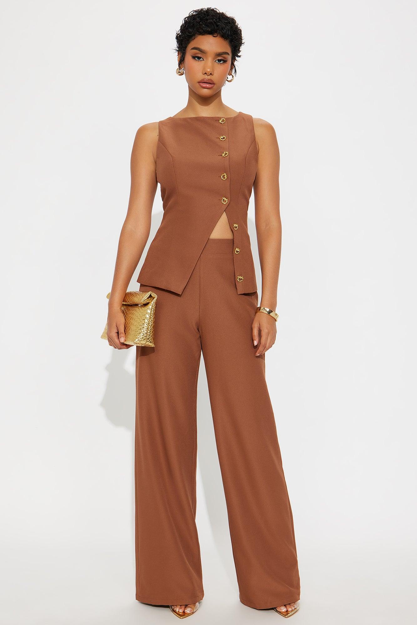 Coline Vest Pant Set - Mocha Product Image