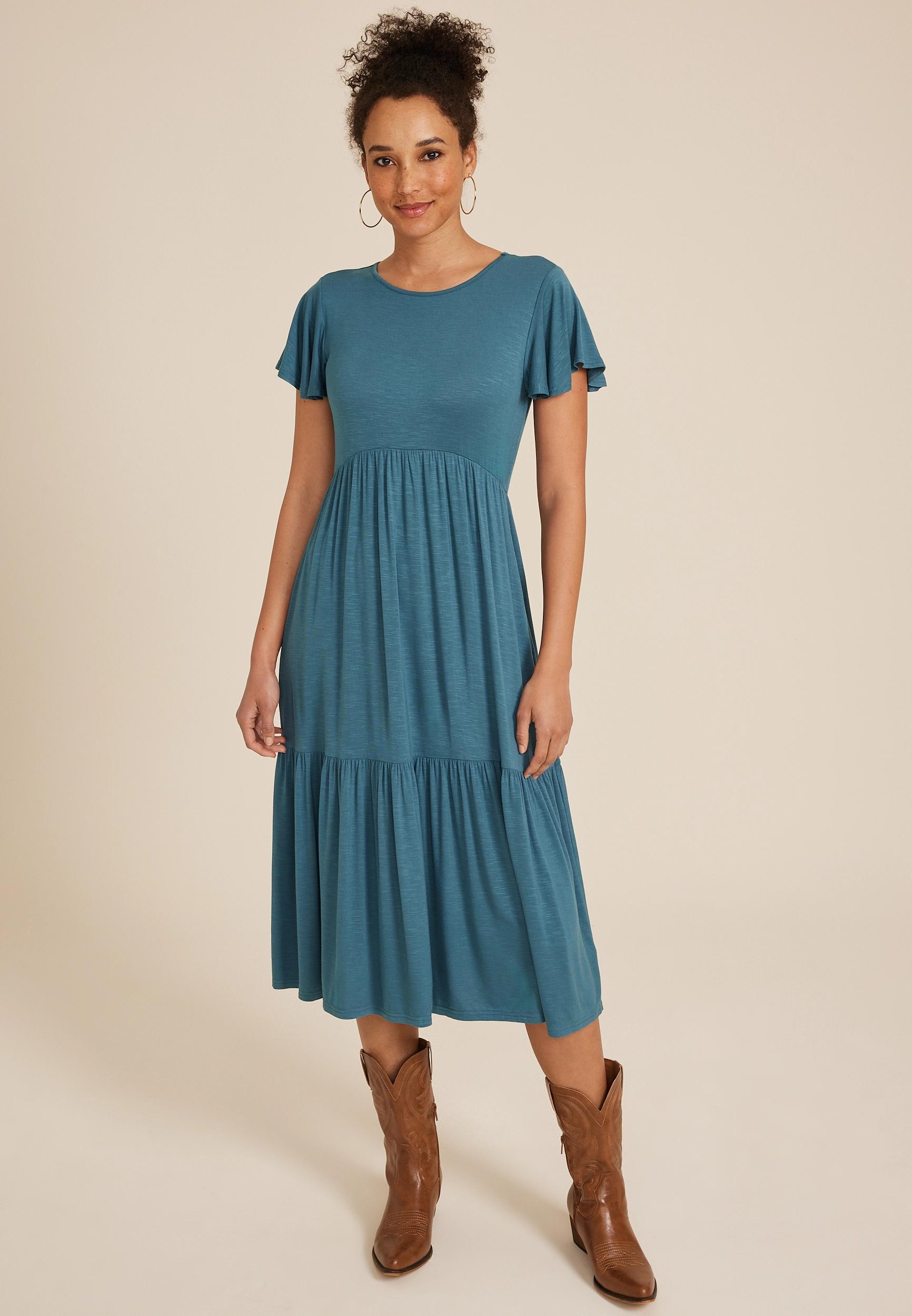 24/7 Flutter Sleeve Midi Dress Product Image