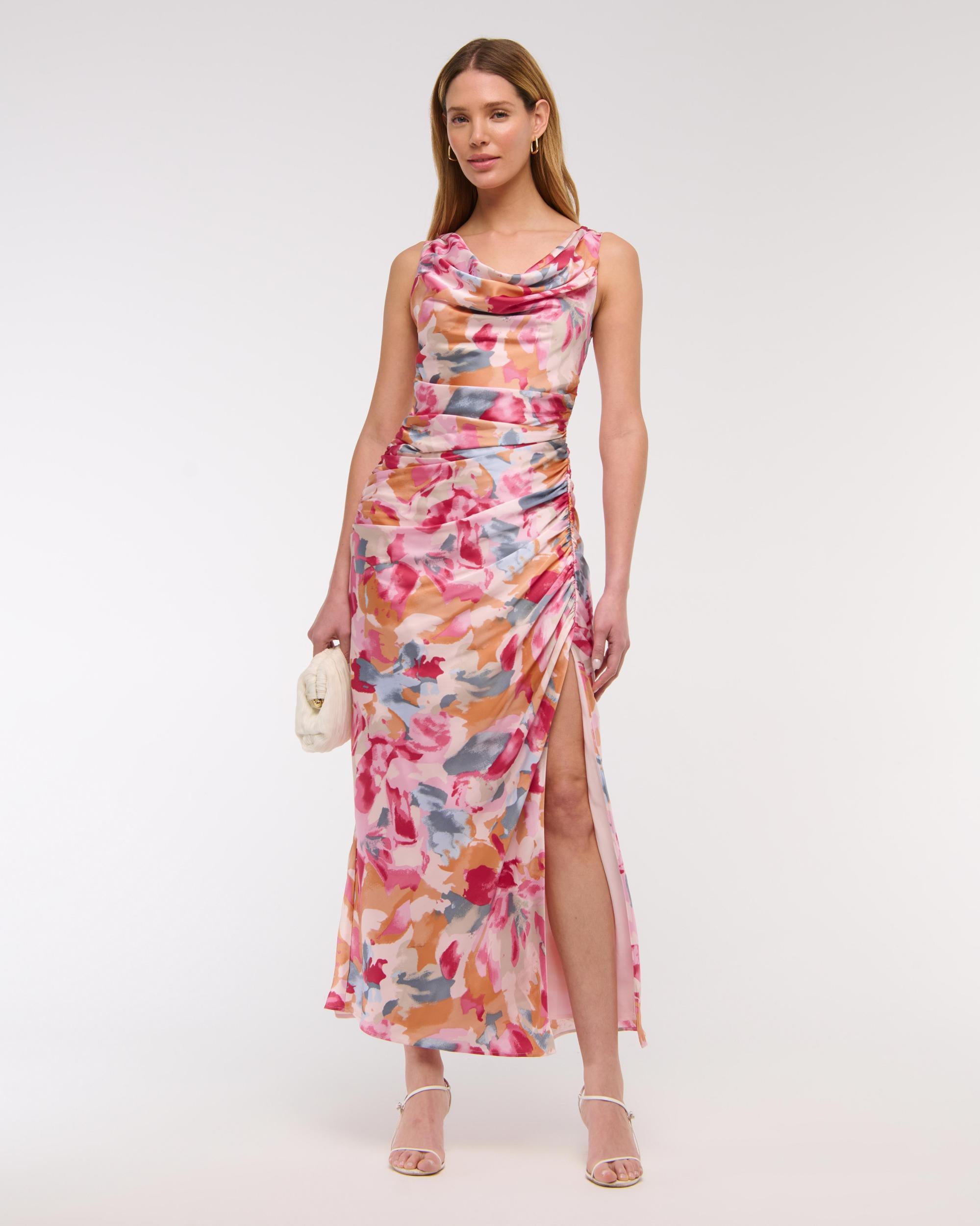 Cowl Neck Draped Maxi Dress Product Image