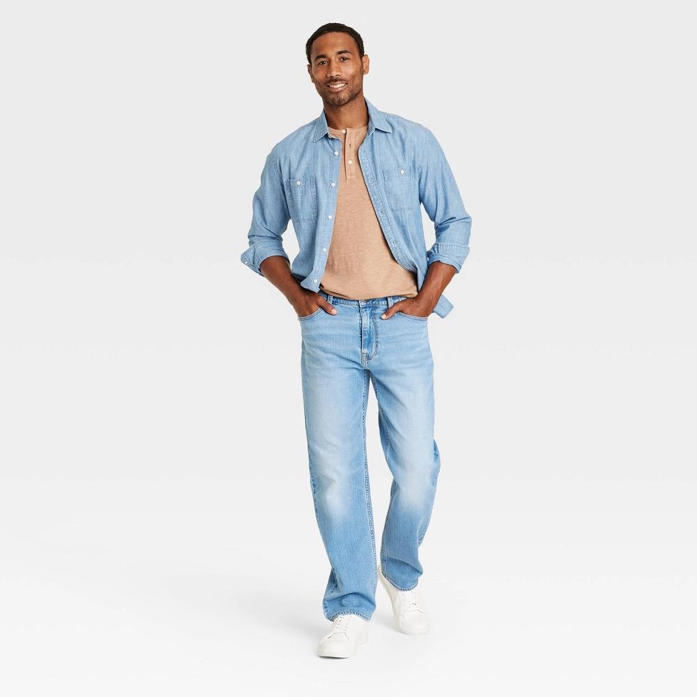 Men's Relaxed Fit Jeans - Goodfellow & Co™ Light Wash 40x32: Midweight , Stretch Fabric, Mid Rise Product Image