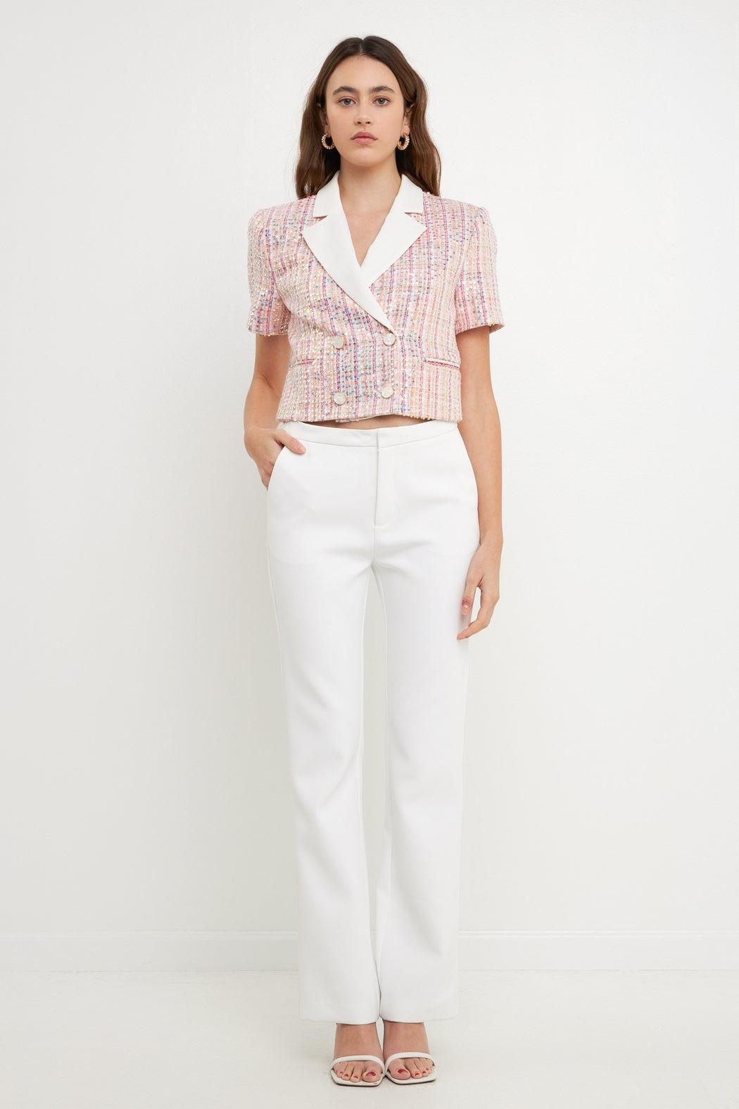 Sequin Tweed Blazer Top Product Image