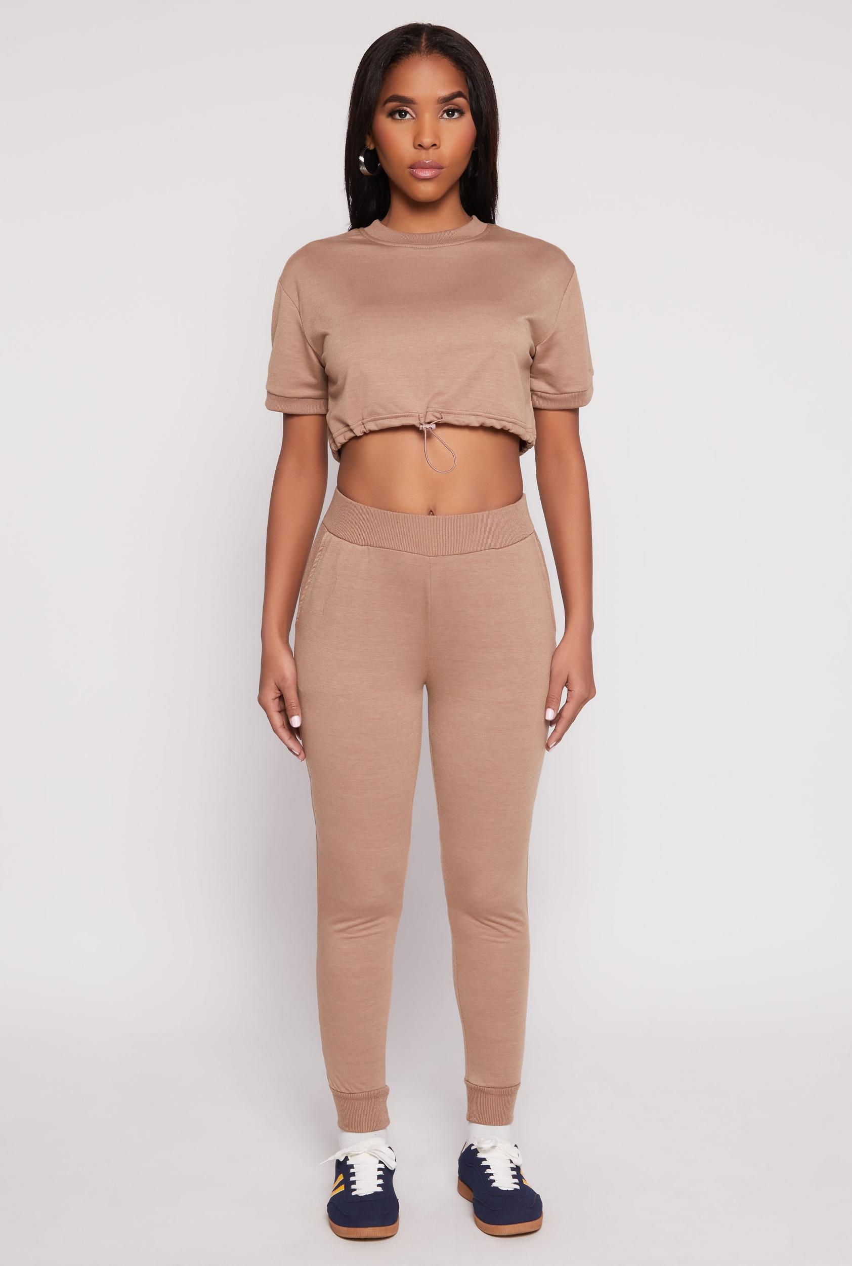 Womens French Terry Pull On High Waisted Joggers Product Image