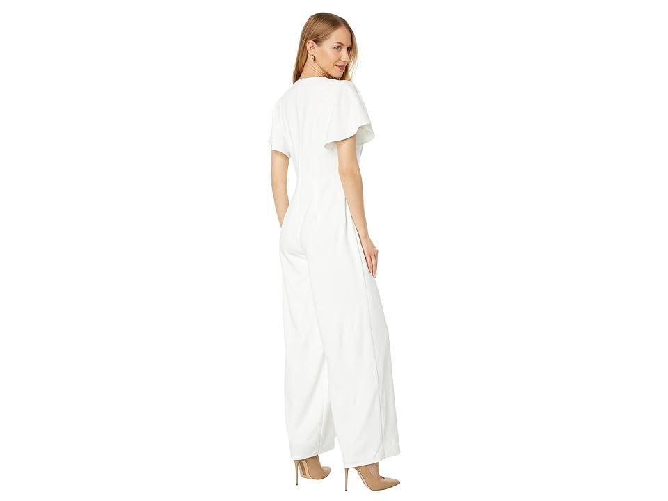 Maggy London Flutter Sleeve Wide Leg Jumpsuit (Ivory) Women's Jumpsuit & Rompers One Piece Product Image