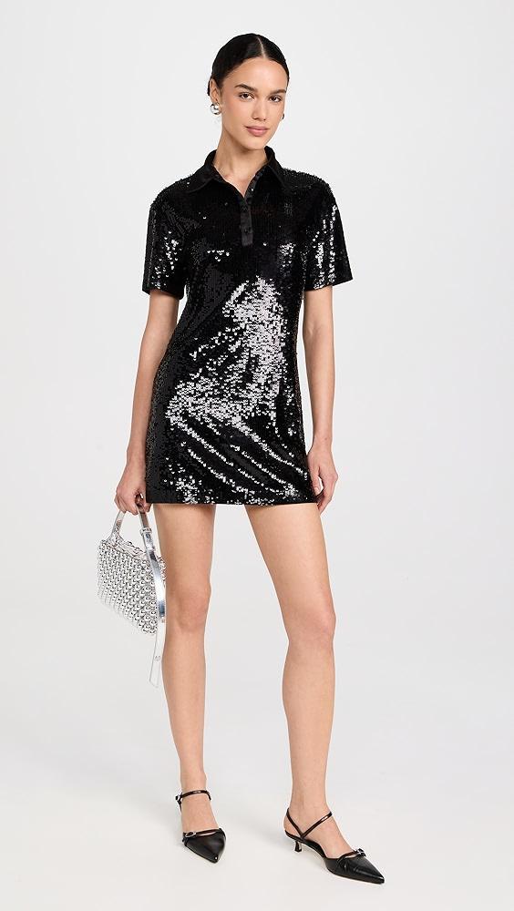 alice + olivia Treva Sequin Boxy Oversized Polo Dress | Shopbop Product Image