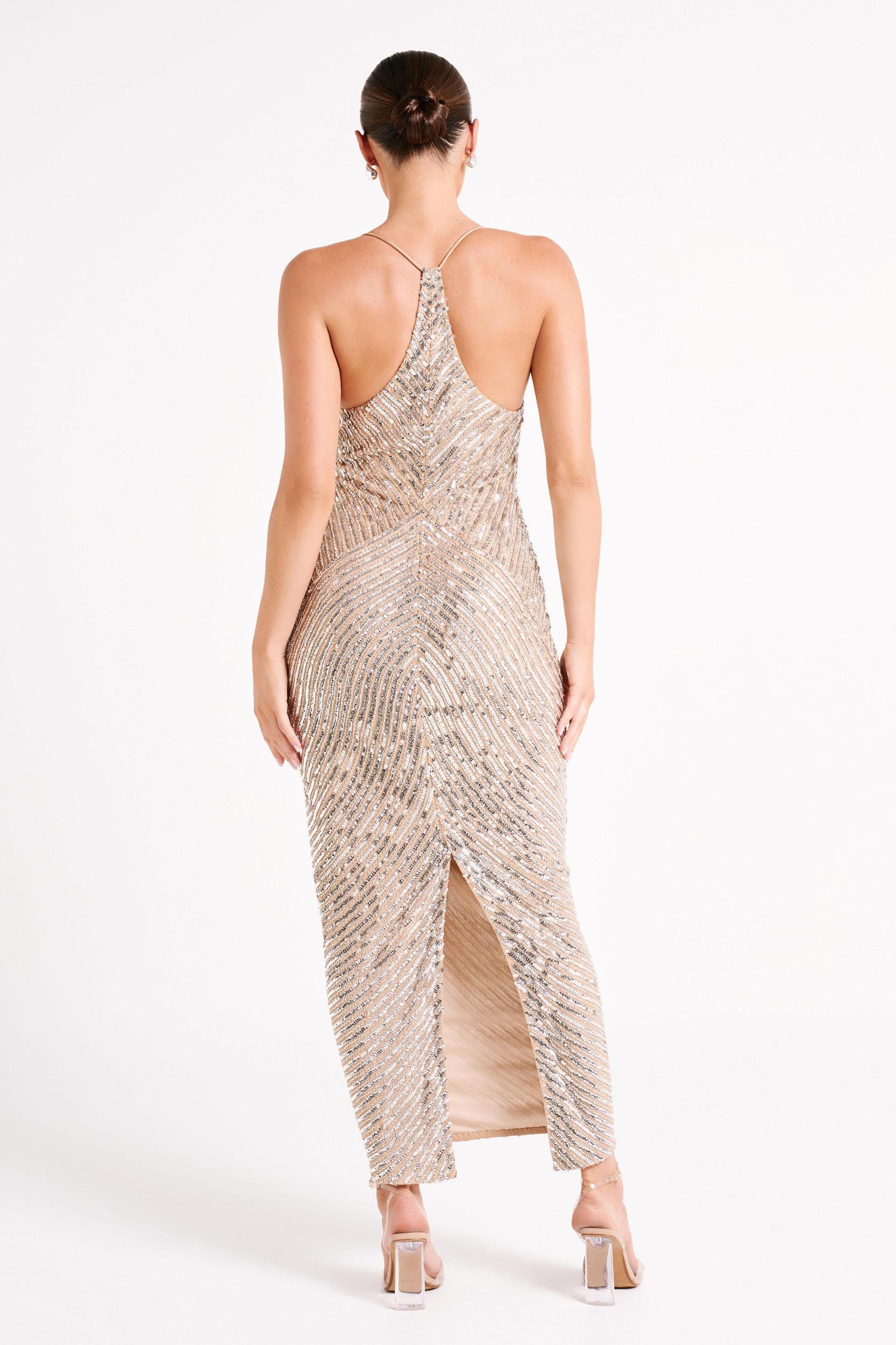 Tierra Sequin Maxi Dress - Silver Product Image
