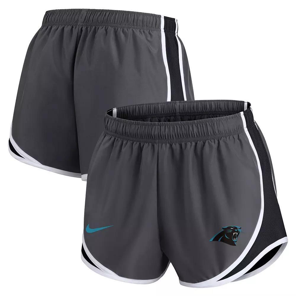 Women's Nike Charcoal Carolina Panthers Logo Performance Tempo Shorts, Size: Large Product Image