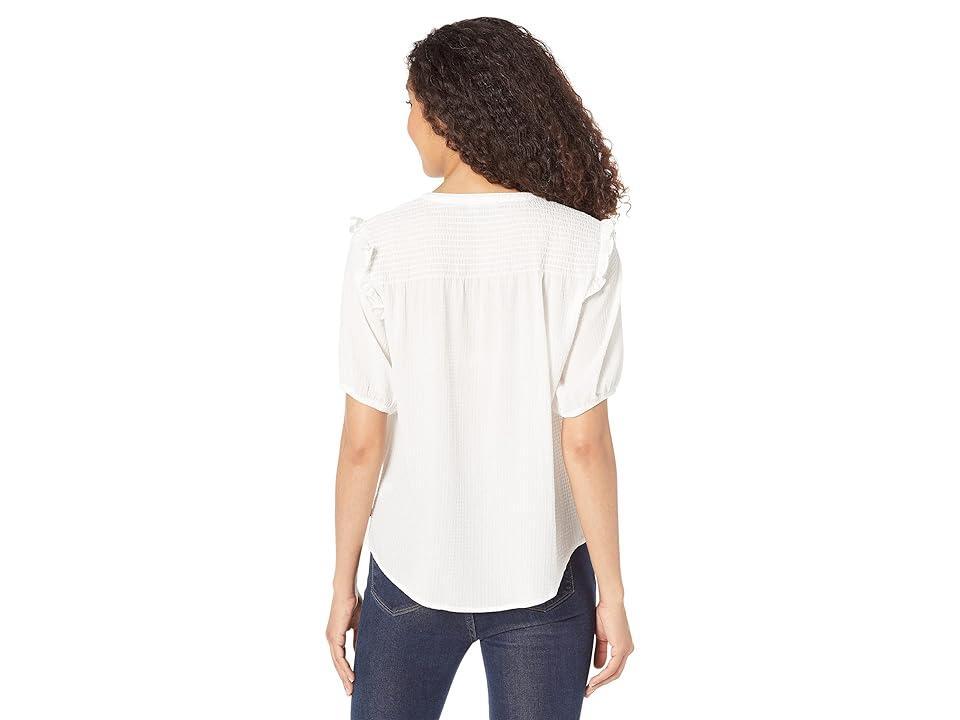 Tommy Hilfiger Short Sleeve Smock Yoke Top (Ivory) Women's Clothing Product Image