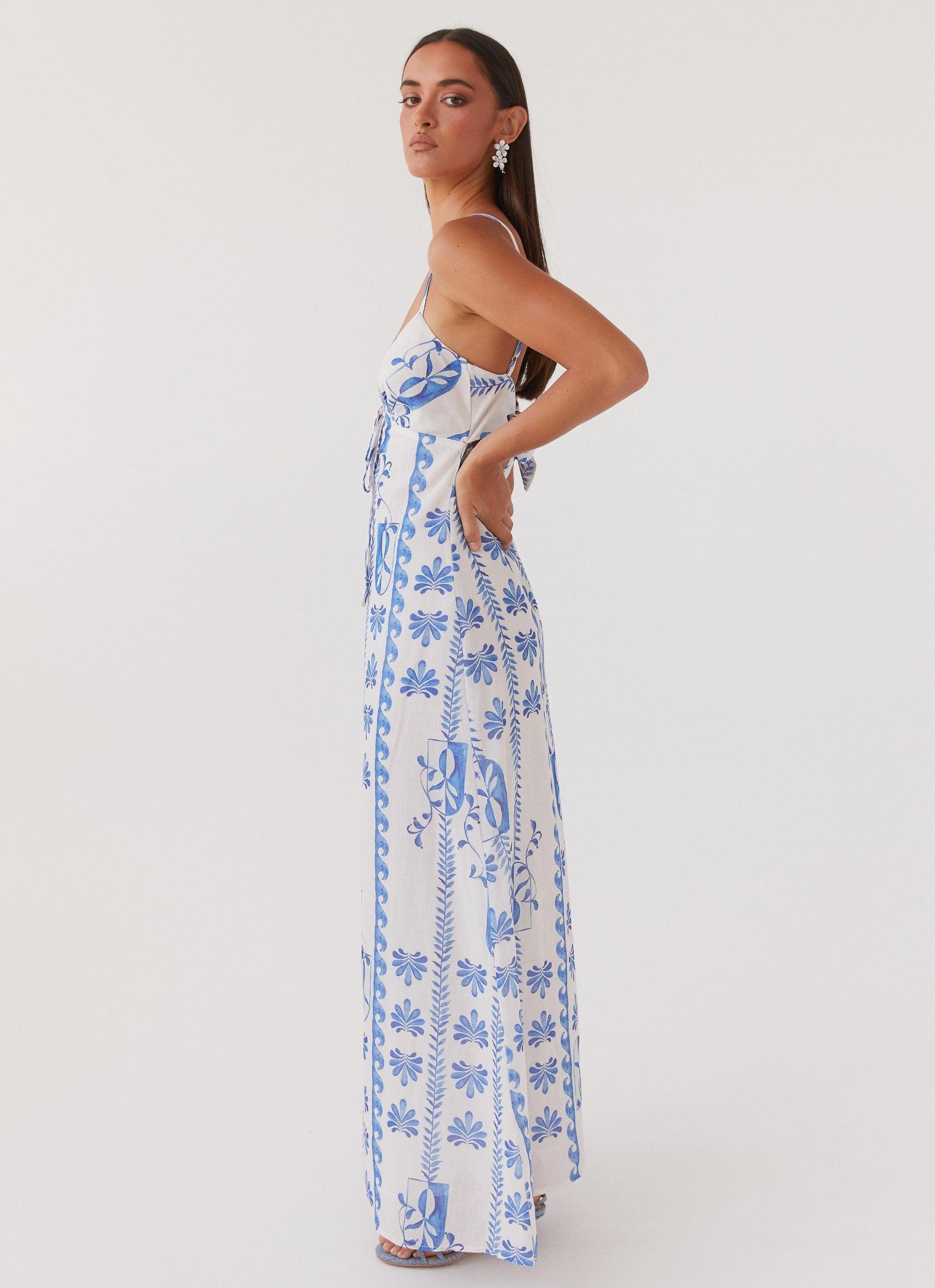 Flora Linen Maxi Dress - Floral Wave Product Image