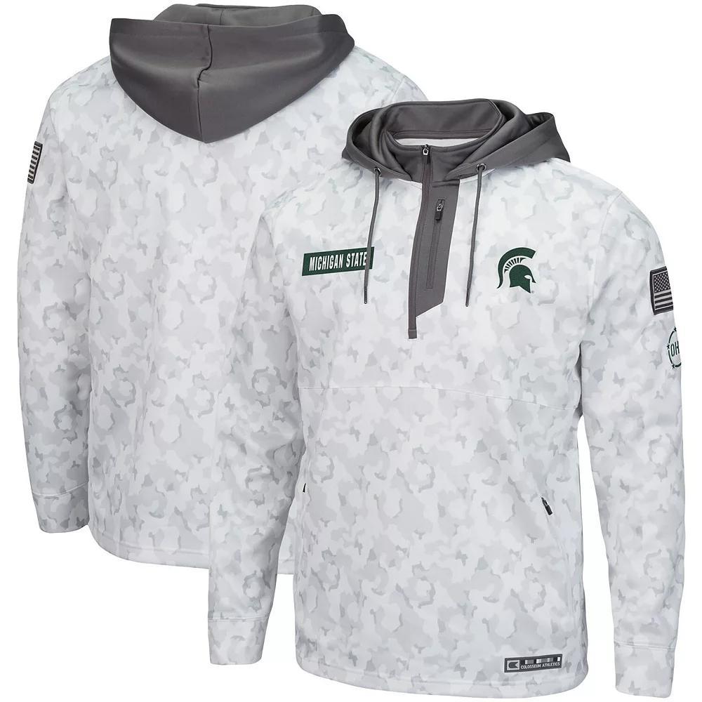 Men's Colosseum Arctic Camo Michigan State Spartans OHT Military Appreciation Quarter-Zip Hoodie, Size: Small, Team Product Image