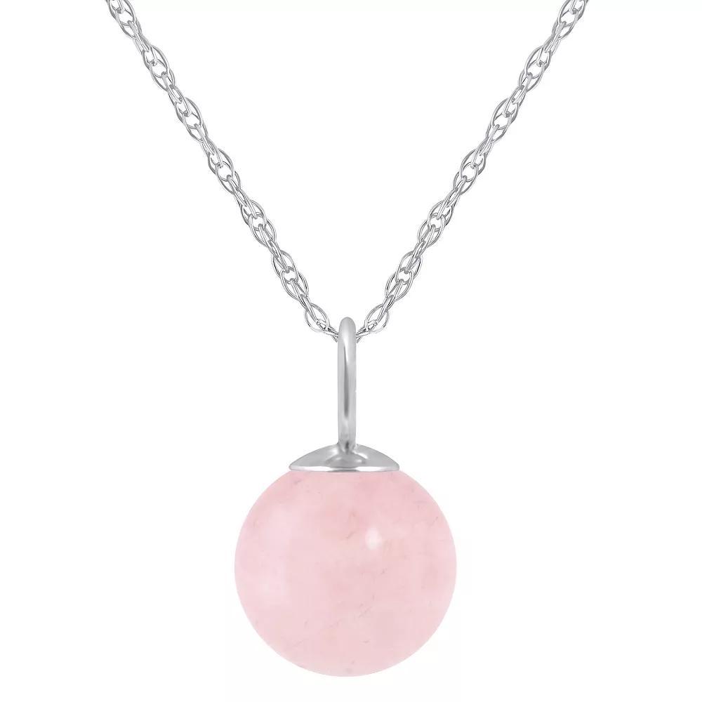 Celebration Gems Sterling Silver 6 mm Sphere Gemstone Pendant Necklace, Women's, Size: 18", Pink Quartz Product Image