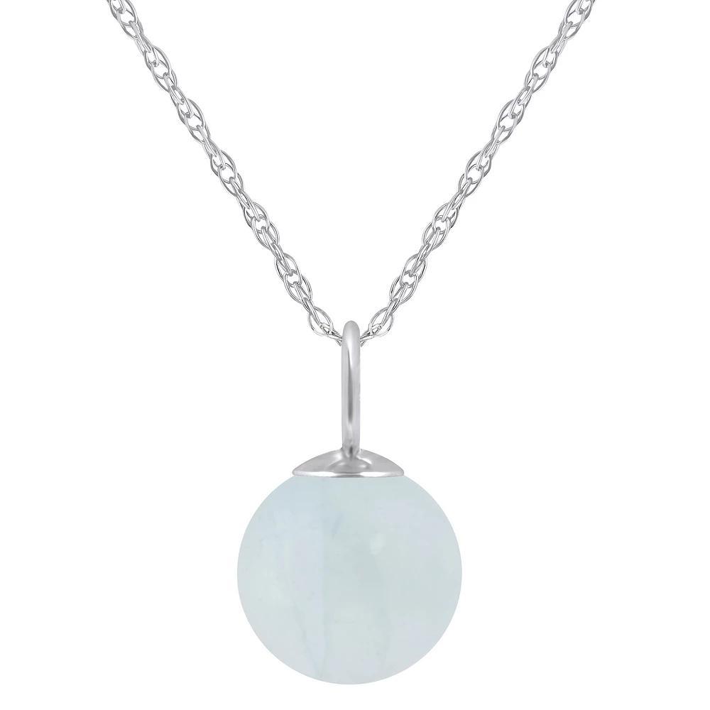 Celebration Gems Sterling Silver 6 mm Sphere Gemstone Pendant Necklace, Women's, Size: 18", Milky Aquamarine Product Image