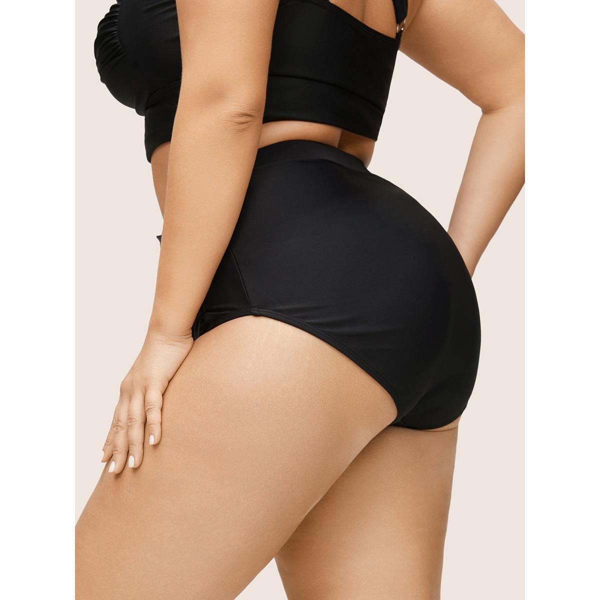 Plus Size Ruched Detail High Rise Skinny Swim Bottom Women's Swimwear Black Beach Lined High stretch Skinny High Rise Curve Swim Bottoms BloomChic 10/M Product Image
