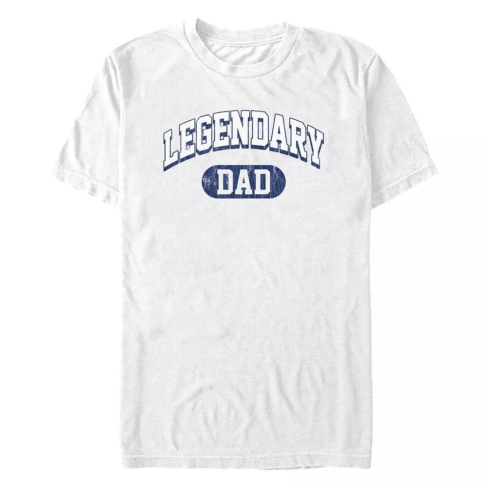 Men's Legendary Dad Varsity Text Graphic Tee, Size: XXL, White Product Image